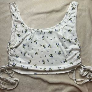 Shein Floral Ruched Side Crop Tank